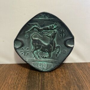 Ceramic Ashtray Trinket Dish Bull and Matador Vintage